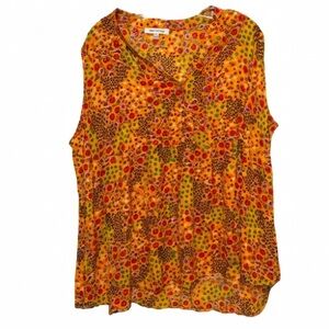 Rose and Olive 3X Sleeveless Floral Print Polyester Blouse